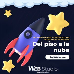 Cohete y estrellas representando la automatización del negocio con tecnología avanzada por Webstudio